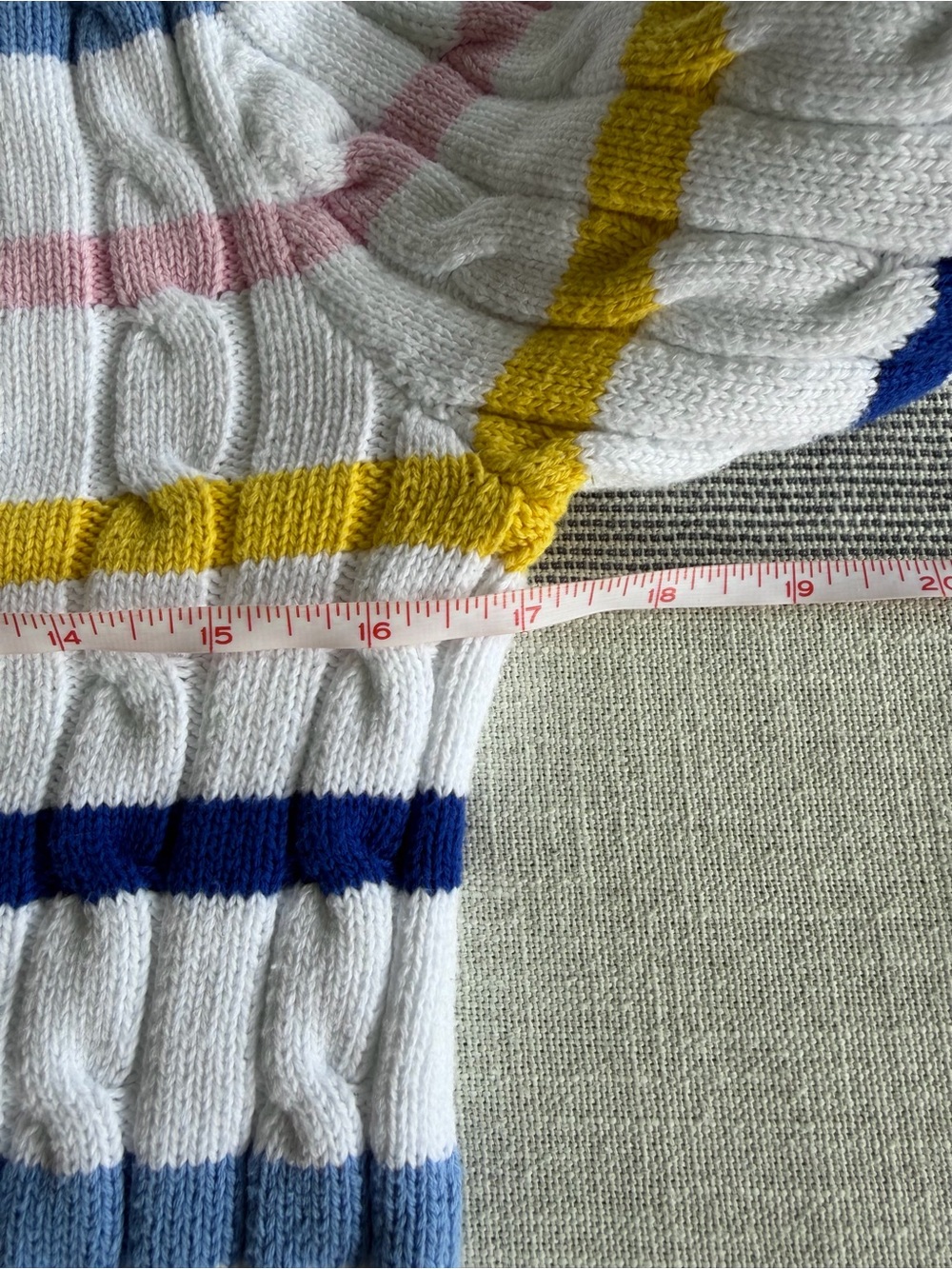 Polo Ralph Lauren Julianna White Striped Cable Knit Sweater Cotton Size Small - Picture 10 of 11